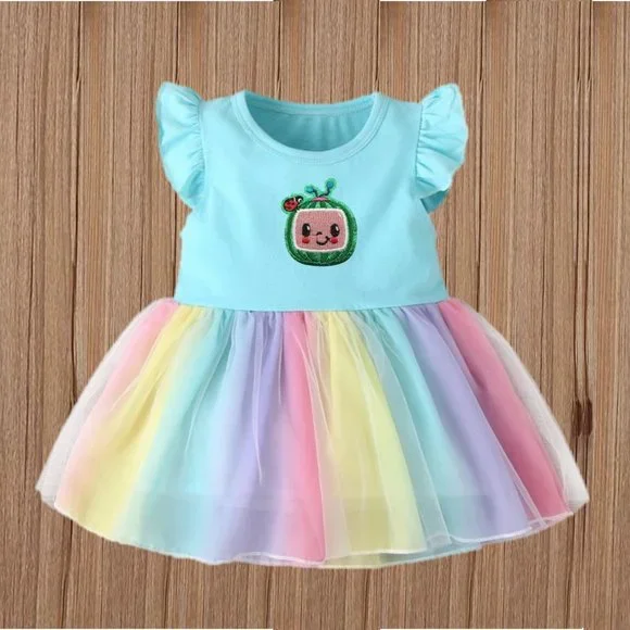 Dresses | Pastel Cocomelon Rainbow Blue Dress Clothes Outfit Birthday  Clothes Third | Poshmark
